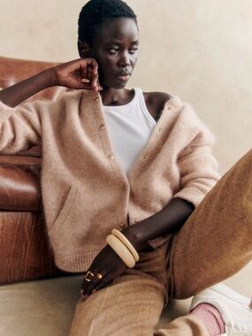 EUC - Sezane Eddy jacket in mottled ecru - Size S